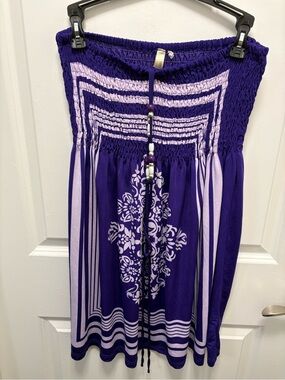 Vintage Girl Purple Strapless Boho Dress or Cover-Up Size S